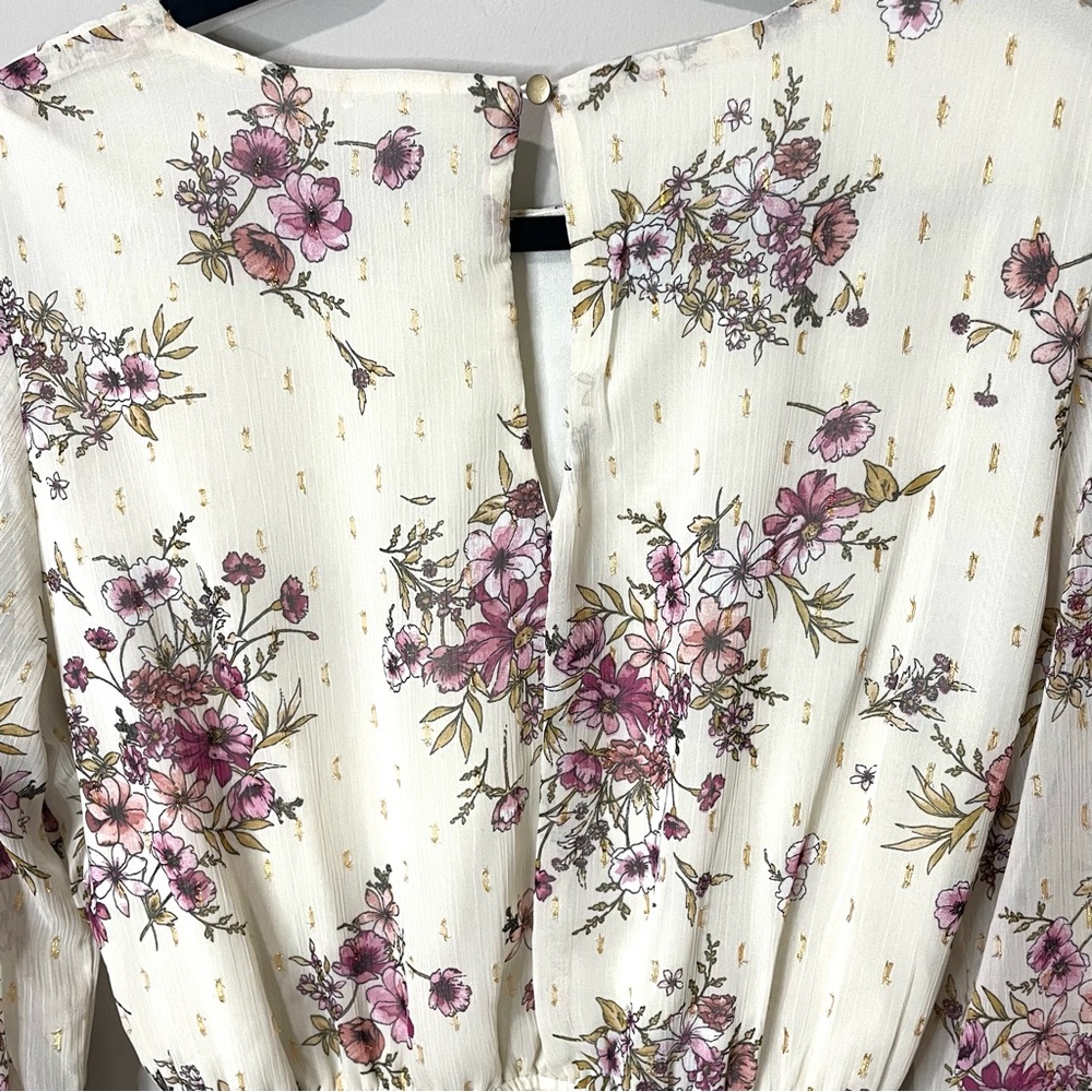 CITY STUDIOS Mini Dress Floral Long Shear Sleeves Tiered Skirt SZ XL NWOT - Picture 8 of 13